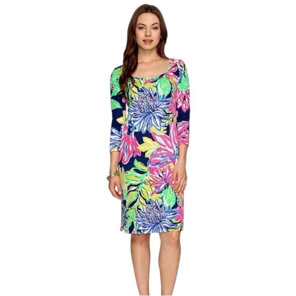 Lilly Pulitzer Kenzie Travelers Palm Navy Dress Size Small